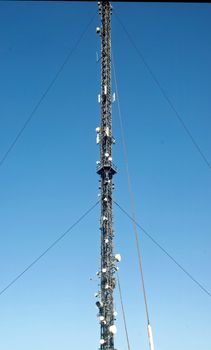 On Caradon Hill Cornwall UK. Communication masts.