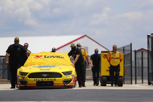 Michael McDowell (34) gets ready for the GEICO 500 at Talladega Superspeedway in Lincoln, Alabama.