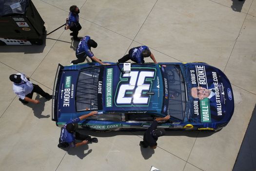 Corey LaJoie (32) gets ready for the GEICO 500 at Talladega Superspeedway in Lincoln, Alabama.