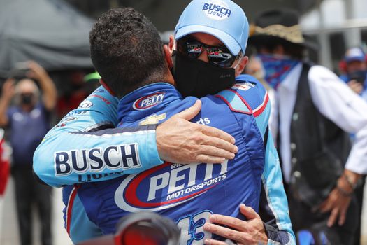 June 22, 2020 - Talldega, Alabama, USA: #43 driver, Darrell Wallace Jr, is overcome by emotion before the Geico 500 at Talladega Superspeedway in Talldega, Alabama. The day before, a noose was found in his garage, both NASCAR and the FBI are investigating the incident.
