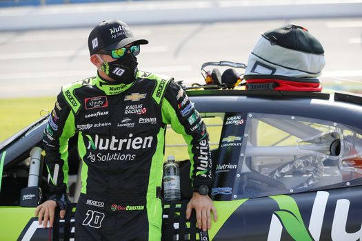 Ross Chastain (10) gets ready for the UNHINGED 300 at Talladega Superspeedway in Lincoln, Alabama.