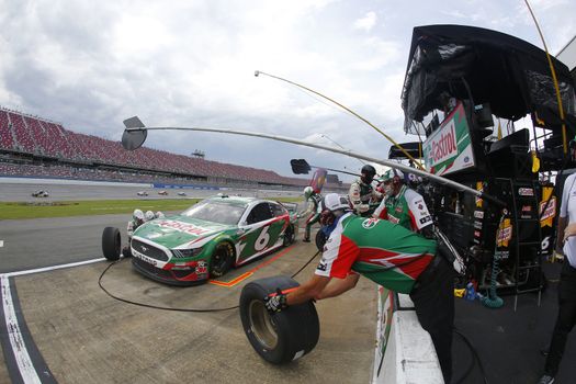Ryan Newman (6) makes a pit stop for the GEICO 500 at Talladega Superspeedway in Lincoln, Alabama.