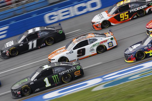 Kurt Busch (1) races down the dogleg during the GEICO 500 at Talladega Superspeedway in Lincoln, Alabama.