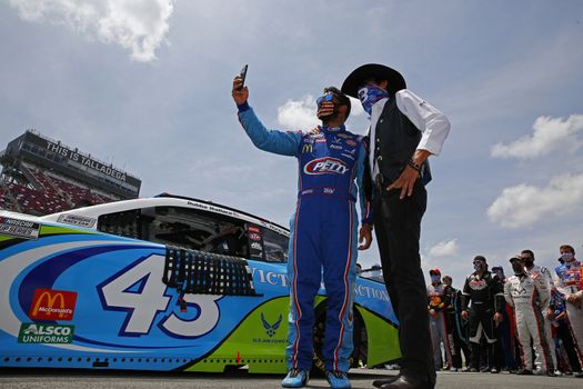 The NASCAR Cup Series teams take to the track for the GEICO 500 at Talladega Superspeedway in Lincoln, Alabama.