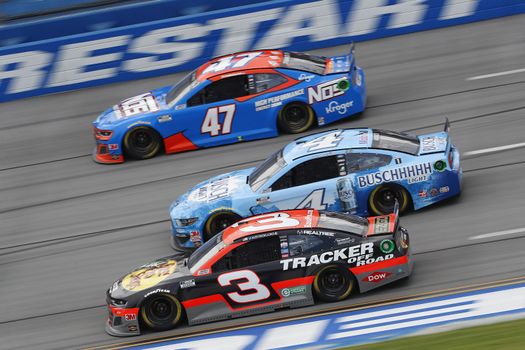 Austin Dillon (3) races down the dogleg during the GEICO 500 at Talladega Superspeedway in Lincoln, Alabama.