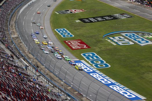 Ryan Blaney (12) races for position for the GEICO 500 at Talladega Superspeedway in Lincoln, Alabama.