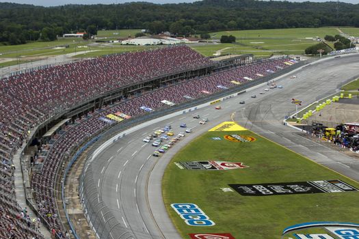 Ryan Blaney (12) races for position for the GEICO 500 at Talladega Superspeedway in Lincoln, Alabama.