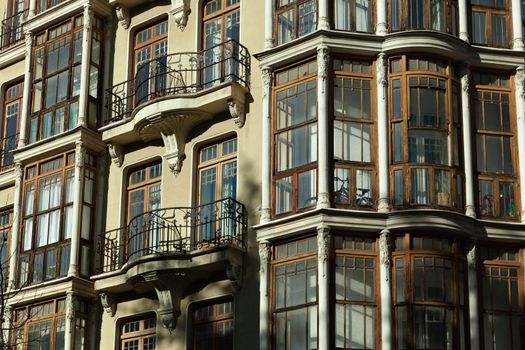 Valladolid, Spain - 10 December 2018: Typical architecture of Northern Spain, Calle Miguel iscar 15