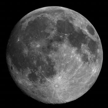 Full moon seen with an astronomical telescope