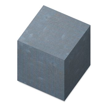 grunge industrial steel cube over white background