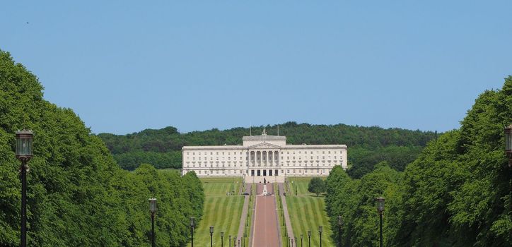 Aerial view of Parliament Buildings (aka as Stormont) in Belfast, UK