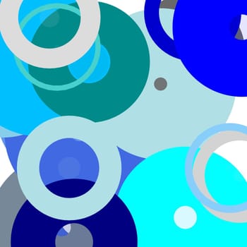 Abstract minimalist grey blue illustration with circles useful as a background