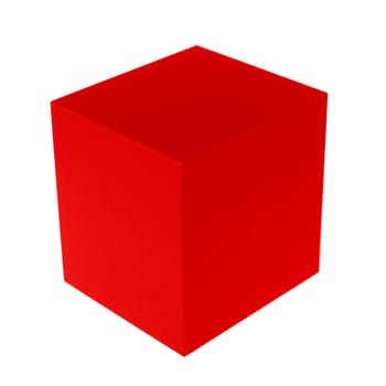 Red cube solid isolated over white background