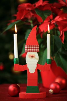 Wooden Santa Claus candlelight holder