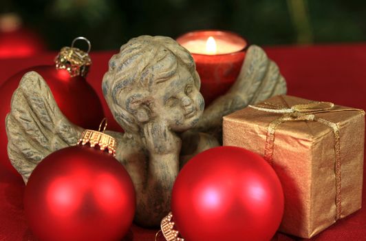 Christmas angel decoration with candlelight