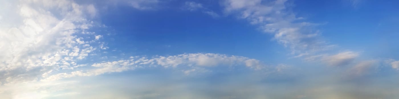 Panorama sky with cloud on a sunny day. Beautiful cirrus cloud.