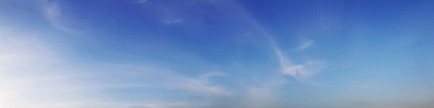 Panorama sky with cloud on a sunny day. Beautiful cirrus cloud.