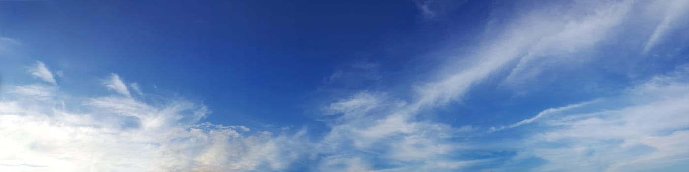 Panorama sky with cloud on a sunny day. Beautiful cirrus cloud.