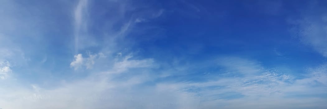 Panorama sky with cloud on a sunny day. Beautiful cirrus cloud.