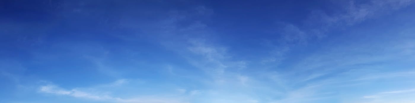 Panorama sky with cloud on a sunny day. Beautiful cirrus cloud.