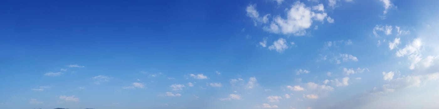 Panorama sky with cloud on a sunny day. Beautiful cirrus cloud.