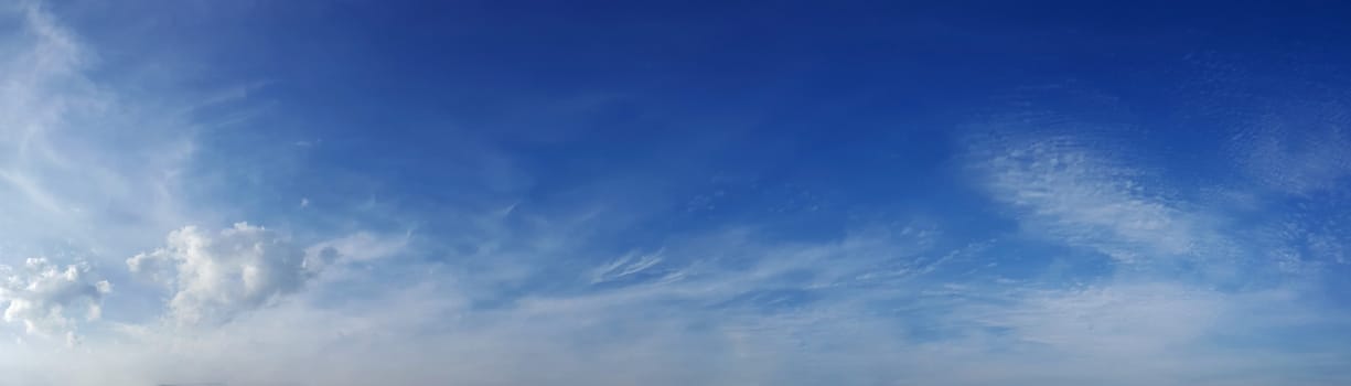 Panorama sky with cloud on a sunny day. Beautiful cirrus cloud.