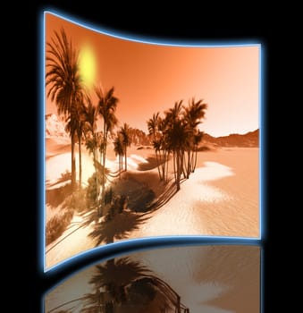 Oasis in the desert made in 3d software