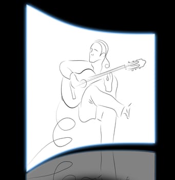 man playing a quitar  made in 2d software