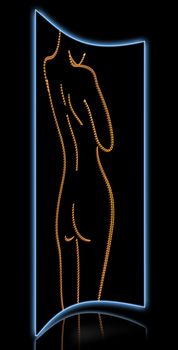 Stylized  led light rope  of a sexy woman made in 2d software