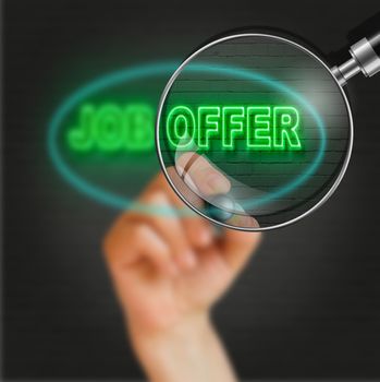 writing word job offer with marker on wall background made in 2d software