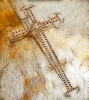 Cross made from wire made in 3d software