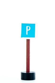 parking traffic sign isolated on white background with copy space for text