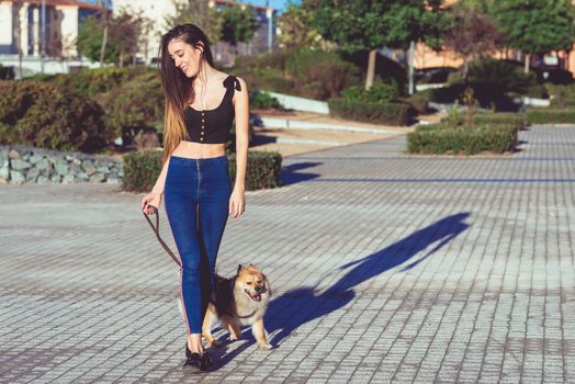 photo of sweet dog with woman