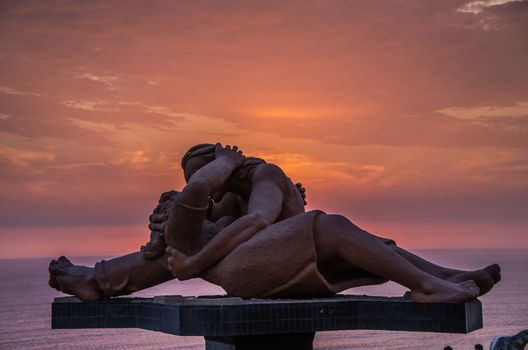 Sculpture of a couple kissing in the Park of Love in Miraflores, Lima - Peru