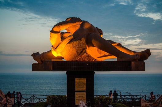 Sculpture of a couple kissing in the Park of Love in Miraflores, Lima - Peru