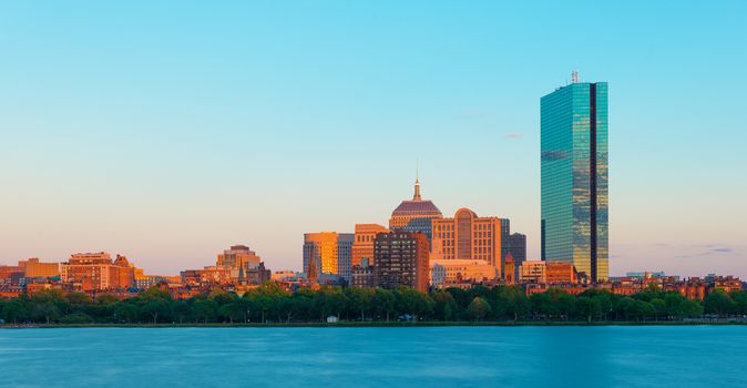 Boston, Massachusetts, USA: View of Boston Back Bay district at dusk