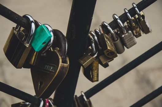 Padlock with meanings of love in the park of love in Miraflores, Lima - Peru
