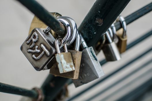 Padlock with meanings of love in the park of love in Miraflores, Lima - Peru
