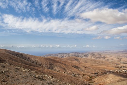 Volcanic landscape in Fuerteventura. Part of canary islands, Spain.