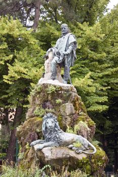 The impressive Monument to Giuseppe Garibaldi erected in 1885 in the Giardini, Venice, Italy. On public display over 100 years.