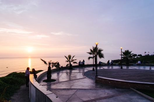 View of the sunset from a park in Miraflores, Lima - Peru
