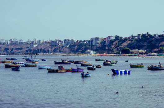 View from the beach Pescadores in Chorrillos, Lima- Peru