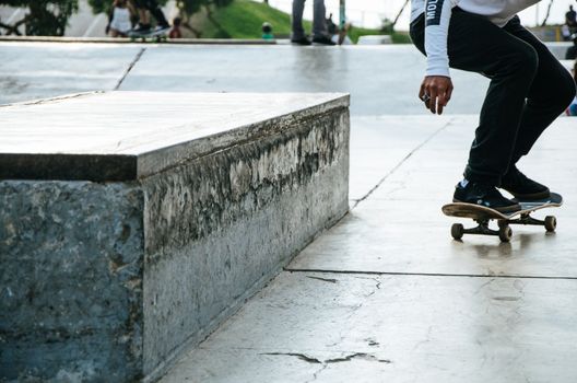 Skater practicing at the Miraflores skatepark in Lima - Peru