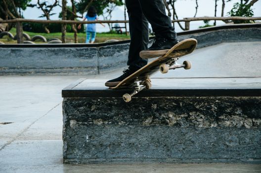 Skater practicing at the Miraflores skatepark in Lima - Peru