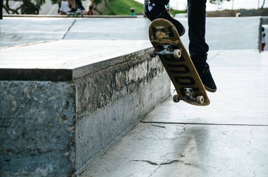 Skater practicing at the Miraflores skatepark in Lima - Peru
