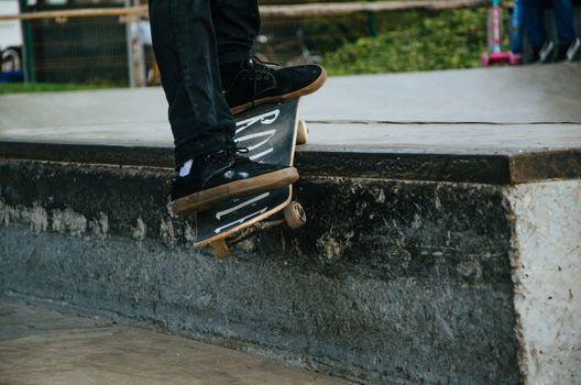 Skater practicing at the Miraflores skatepark in Lima - Peru