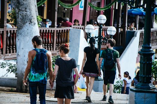 Couple of tourists in the streets of Lima