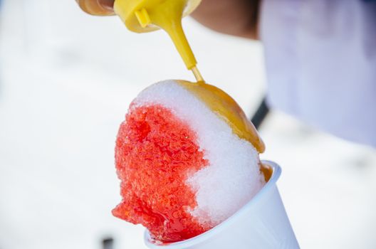 Sweet of crushed ice called in Peru Cremolada