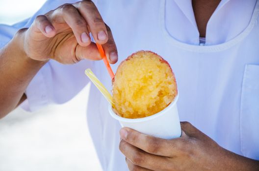 Sweet of crushed ice called in Peru Cremolada