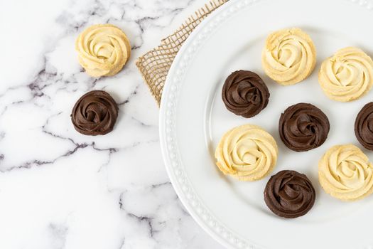 Homemade simple dark and white chocolate cookies